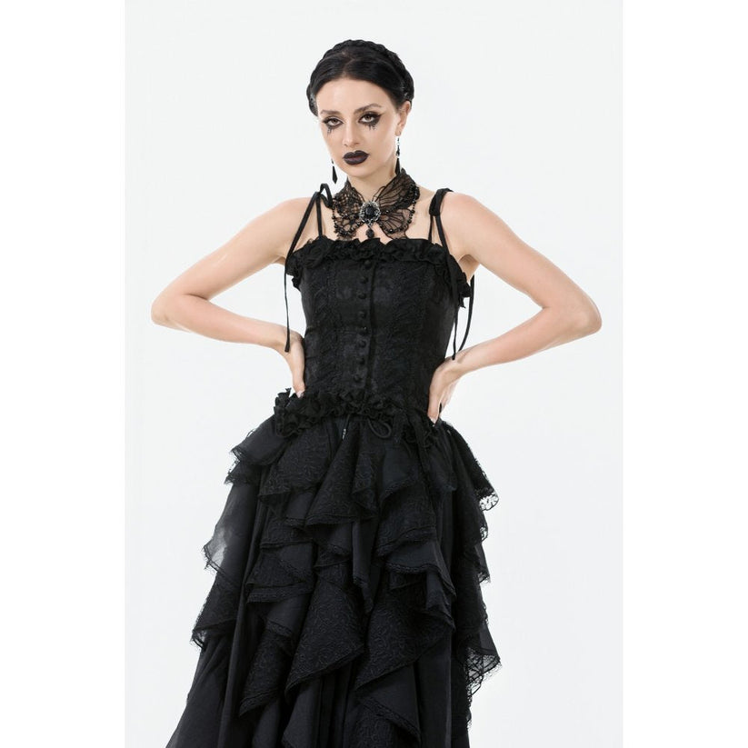 Dark in Love Necklace Lysandra Butterfly Lace Beaded Collar - Collar Detail - QHA UK