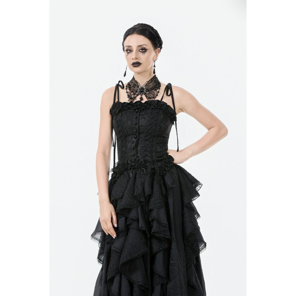 Dark in Love Necklace Lysandra Butterfly Lace Beaded Collar - Collar Detail - QHA UK