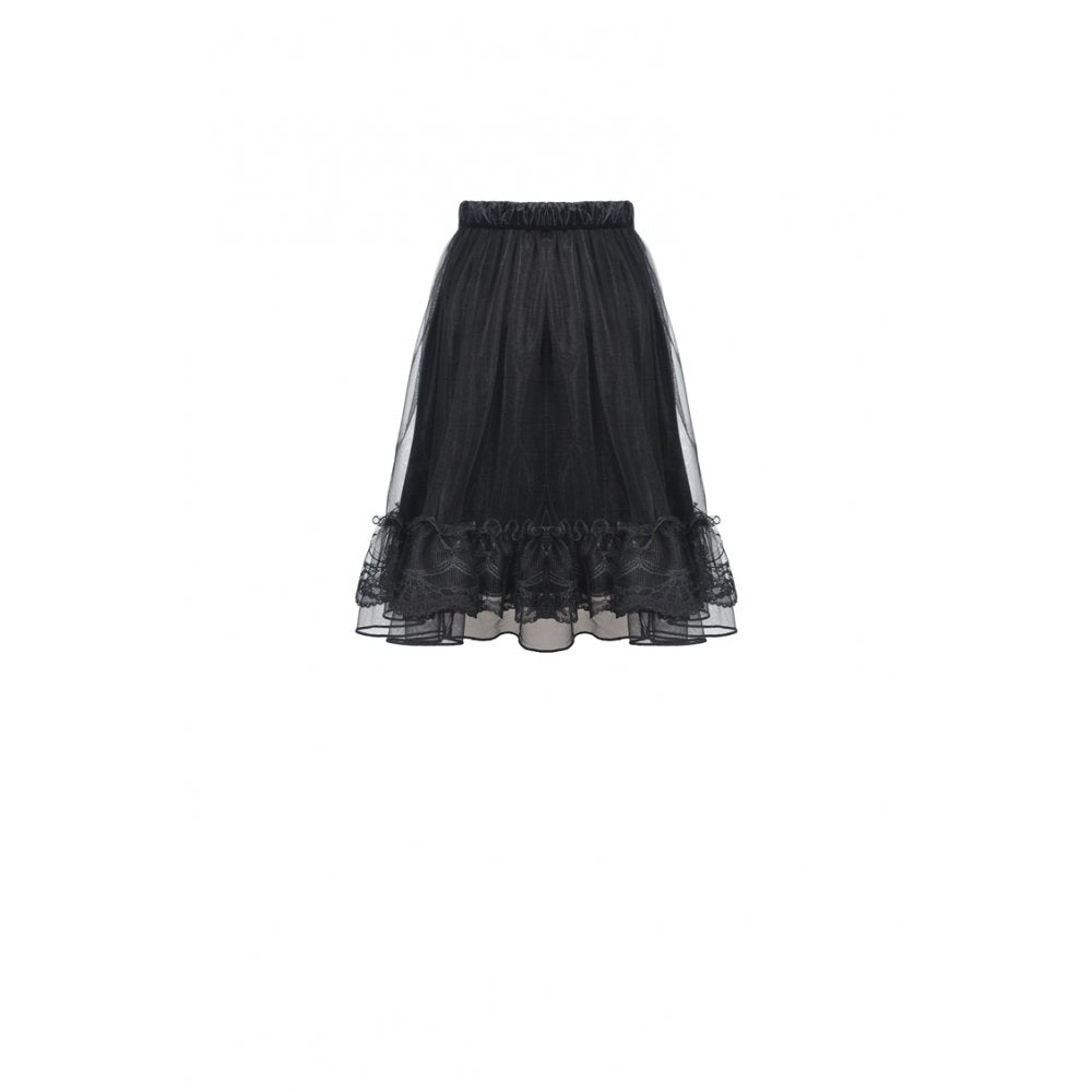 Dark in Love Gothic Skirt Melisandre Embroidered Velvet Mesh Black - QHA UK