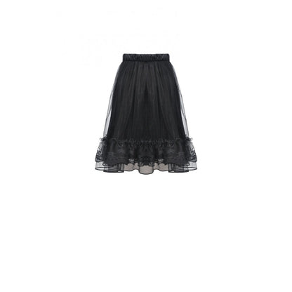Dark in Love Gothic Skirt Melisandre Embroidered Velvet Mesh Black - QHA UK