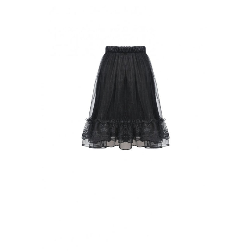 Dark in Love Gothic Skirt Melisandre Embroidered Velvet Mesh Black - QHA UK