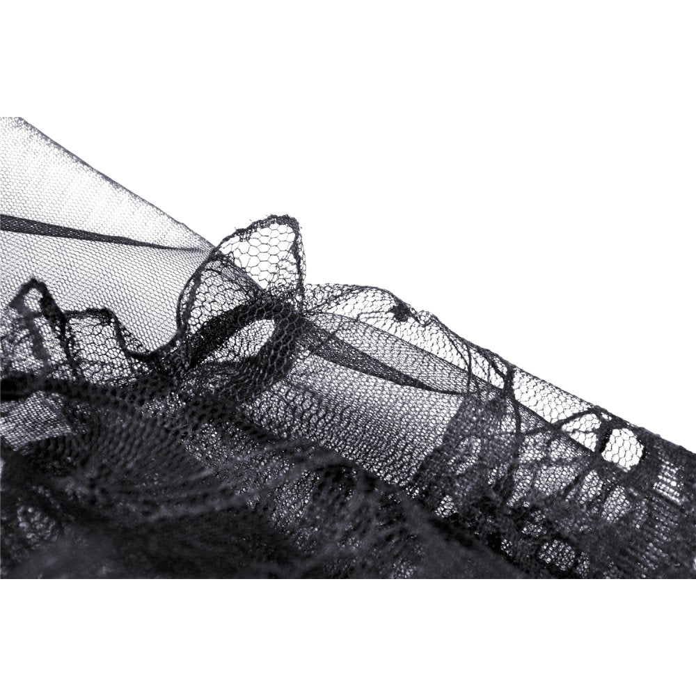 Dark in Love Gothic Skirt Melisandre Embroidered Velvet Mesh Black - QHA UK