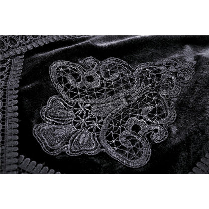 Dark in Love Gothic Skirt Melisandre Embroidered Velvet Mesh Black - QHA UK