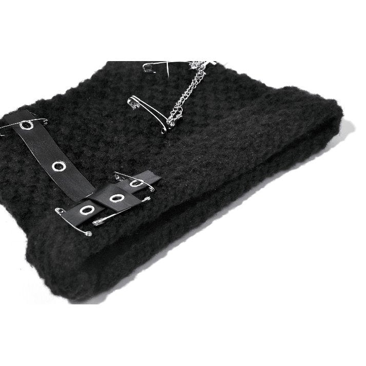 Dark in Love Punk Beanie Mina Metal Knit Hat - QHA UK