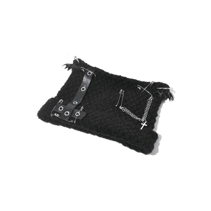 Dark in Love Punk Beanie Mina Metal Knit Hat - QHA UK