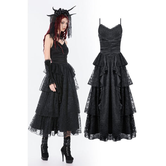Dark in Love Gothic Dress Minerva Satin Lace UK 8-18 - QHA UK
