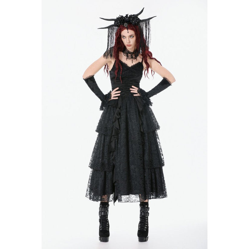 Dark in Love Gothic Dress Minerva Satin Lace UK 8-18 - QHA UK