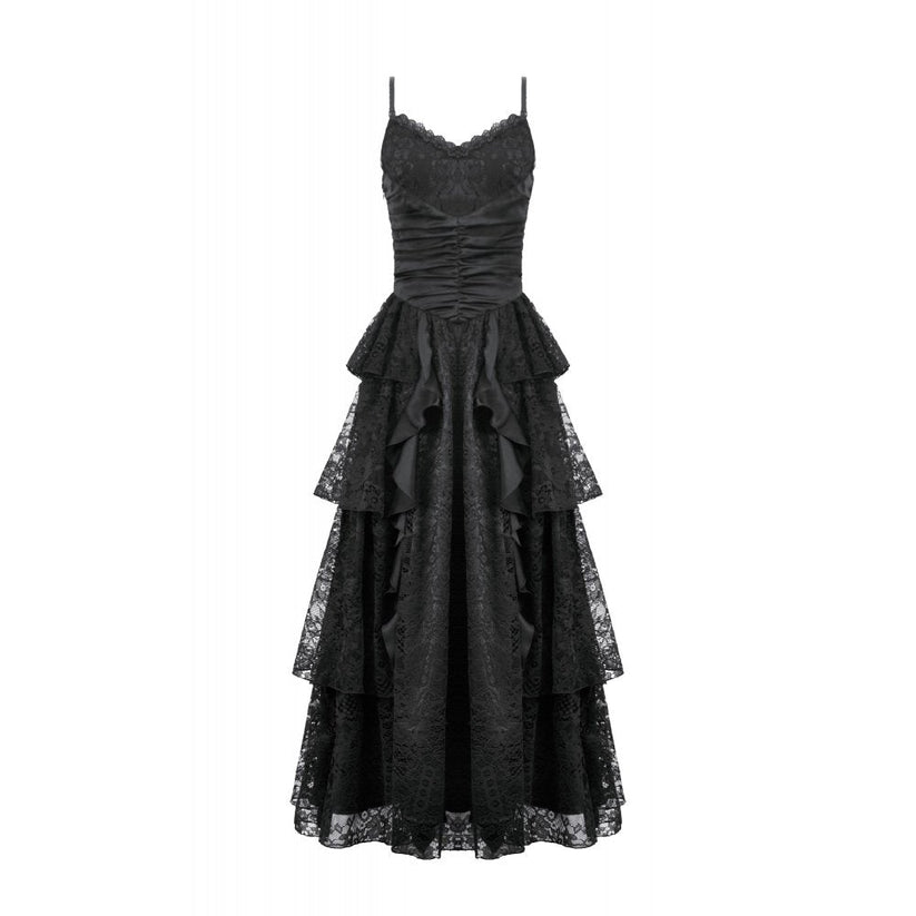 Dark in Love Gothic Dress Minerva Satin Lace UK 8-18 - QHA UK
