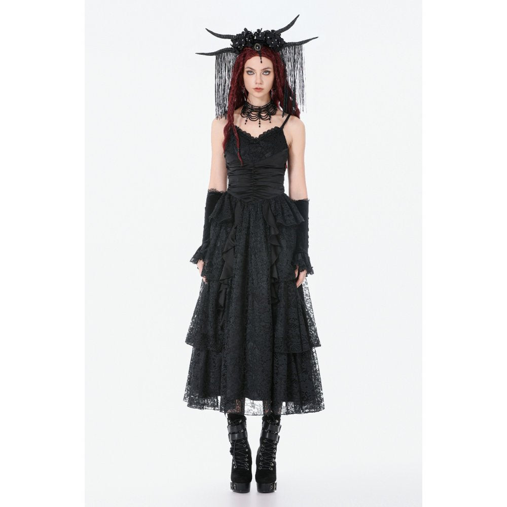 Dark in Love Gothic Dress Minerva Satin Lace UK 8-18 - QHA UK
