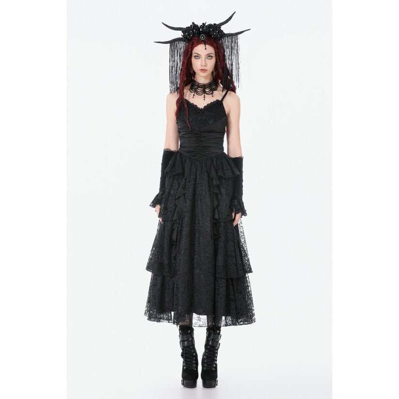 Dark in Love Gothic Dress Minerva Satin Lace UK 8-18 - QHA UK