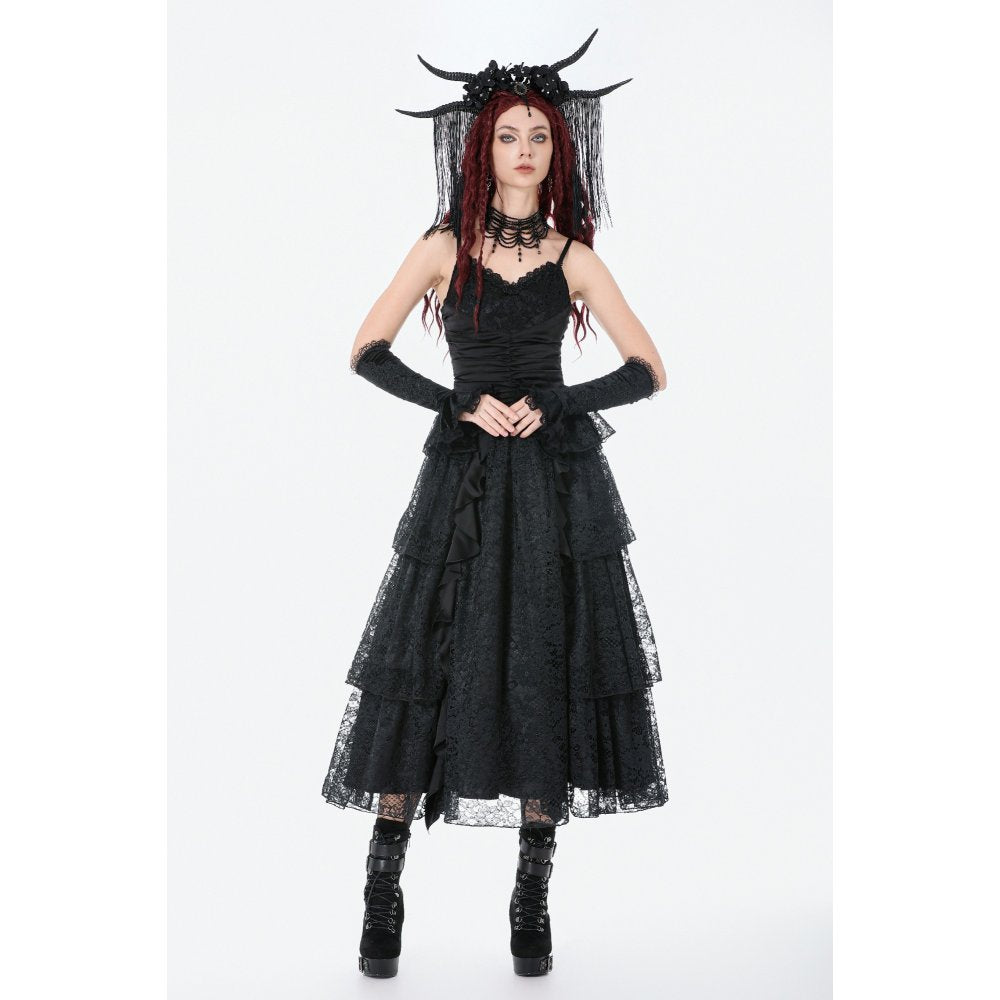 Dark in Love Gothic Dress Minerva Satin Lace UK 8-18 - QHA UK