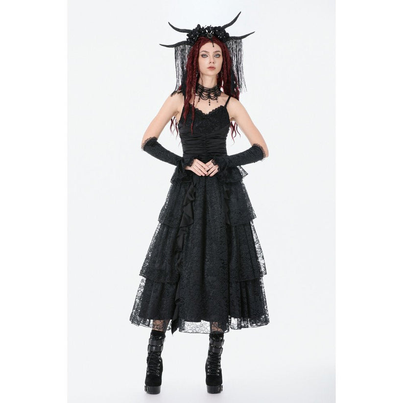 Dark in Love Gothic Dress Minerva Satin Lace UK 8-18 - QHA UK