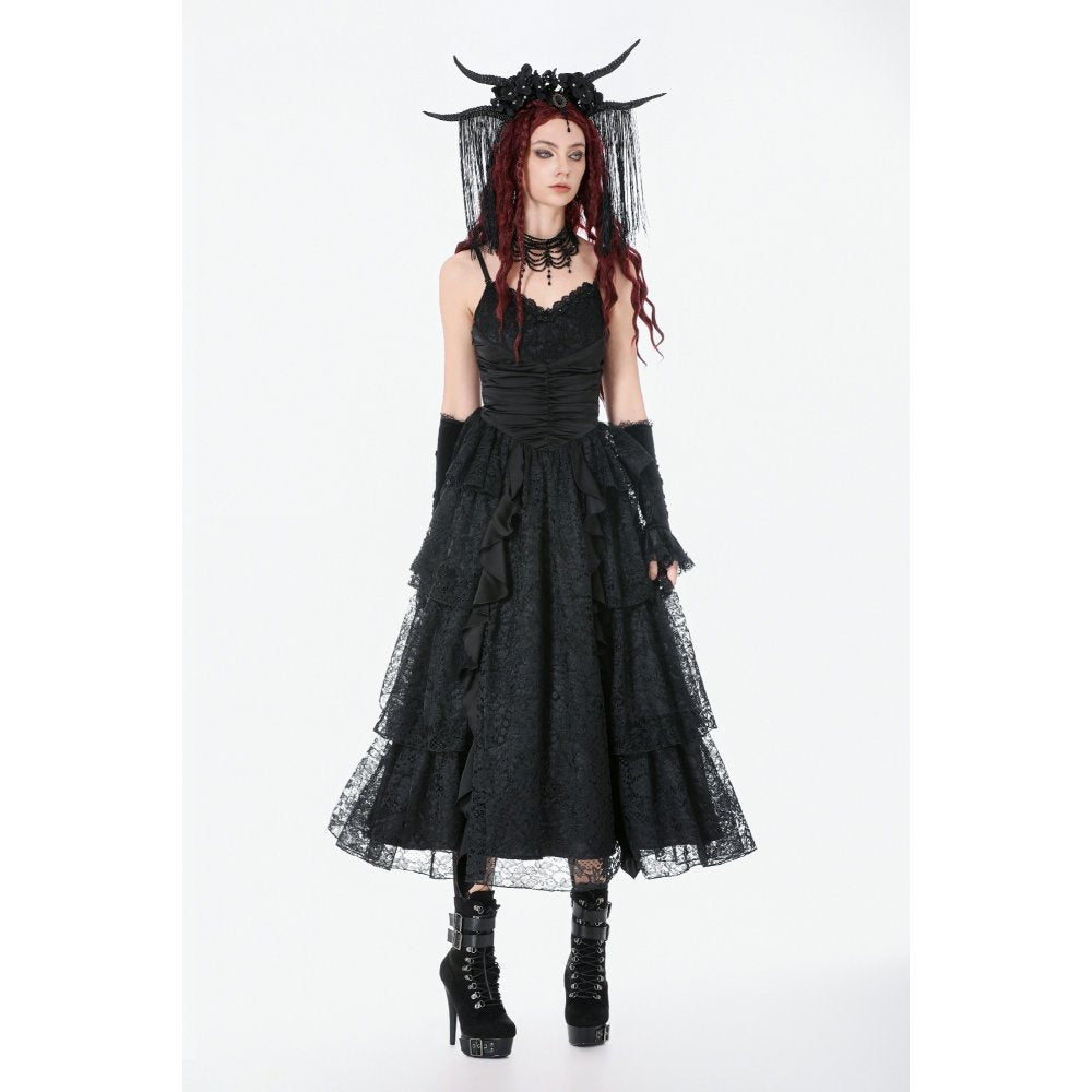 Dark in Love Gothic Dress Minerva Satin Lace UK 8-18 - QHA UK