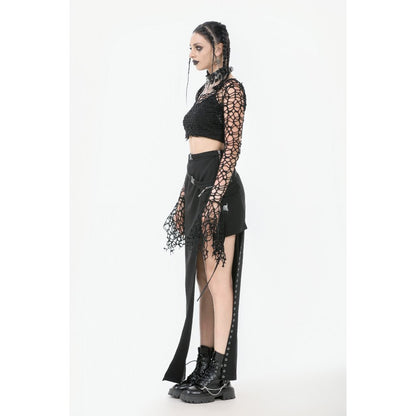 Dark in Love Women's Crop Top Morana Mesh Crochet Knit Bell Sleeve - Sleeve Detail - QHA UK