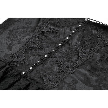 Dark in Love Gothic Dress Morgana Off-Shoulder Lace Hem UK 8-22 - QHA UK