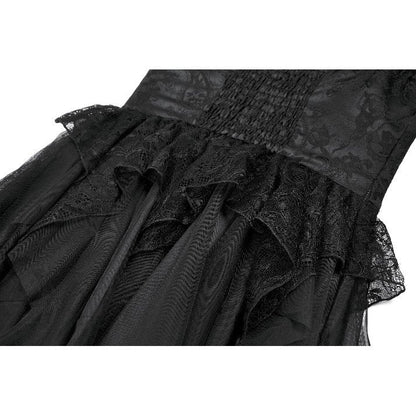 Dark in Love Gothic Dress Morgana Off-Shoulder Lace Hem UK 8-22 - QHA UK