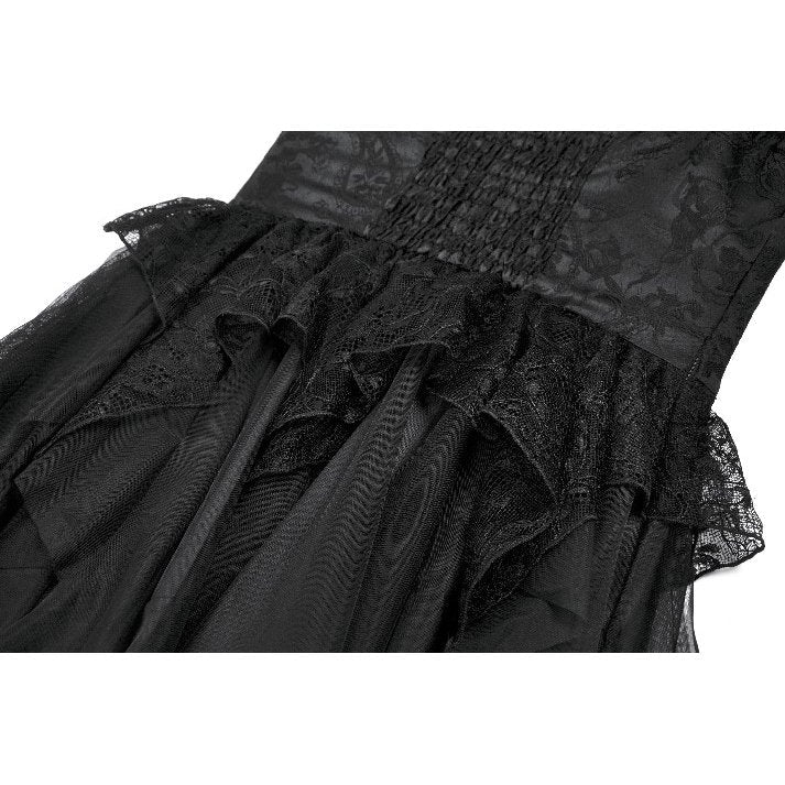 Dark in Love Gothic Dress Morgana Off-Shoulder Lace Hem UK 8-22 - QHA UK