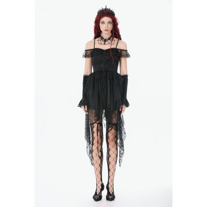 Dark in Love Gothic Dress Morgana Off-Shoulder Lace Hem UK 8-22 - QHA UK