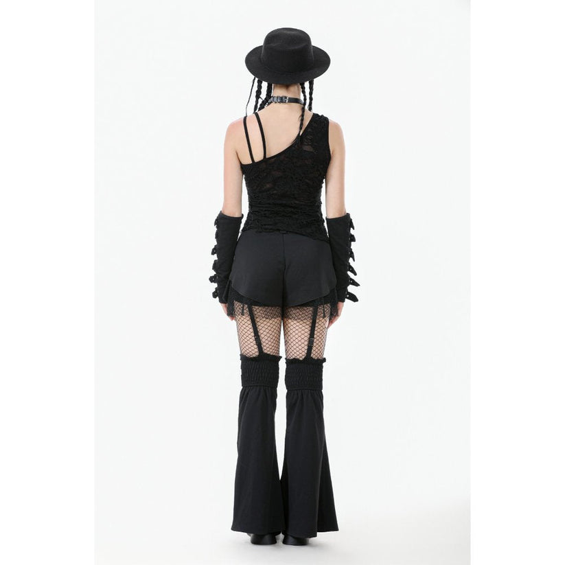 Dark in Love Women's Gothic Blouse Morrigan One-Shoulder Lace Top - QHA UK