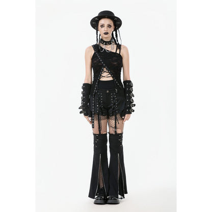 Dark in Love Women's Gothic Blouse Morrigan One-Shoulder Lace Top - QHA UK