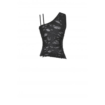 Dark in Love Women's Gothic Blouse Morrigan One-Shoulder Lace Top - QHA UK