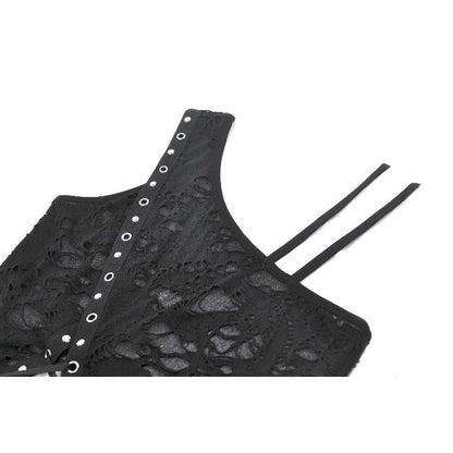 Dark in Love Women's Gothic Blouse Morrigan One-Shoulder Lace Top - QHA UK