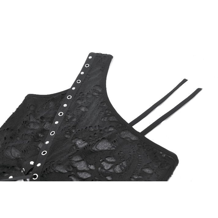 Dark in Love Women's Gothic Blouse Morrigan One-Shoulder Lace Top - QHA UK