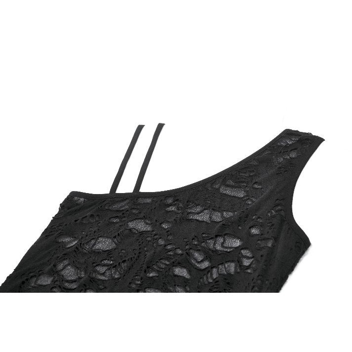 Dark in Love Women's Gothic Blouse Morrigan One-Shoulder Lace Top - QHA UK
