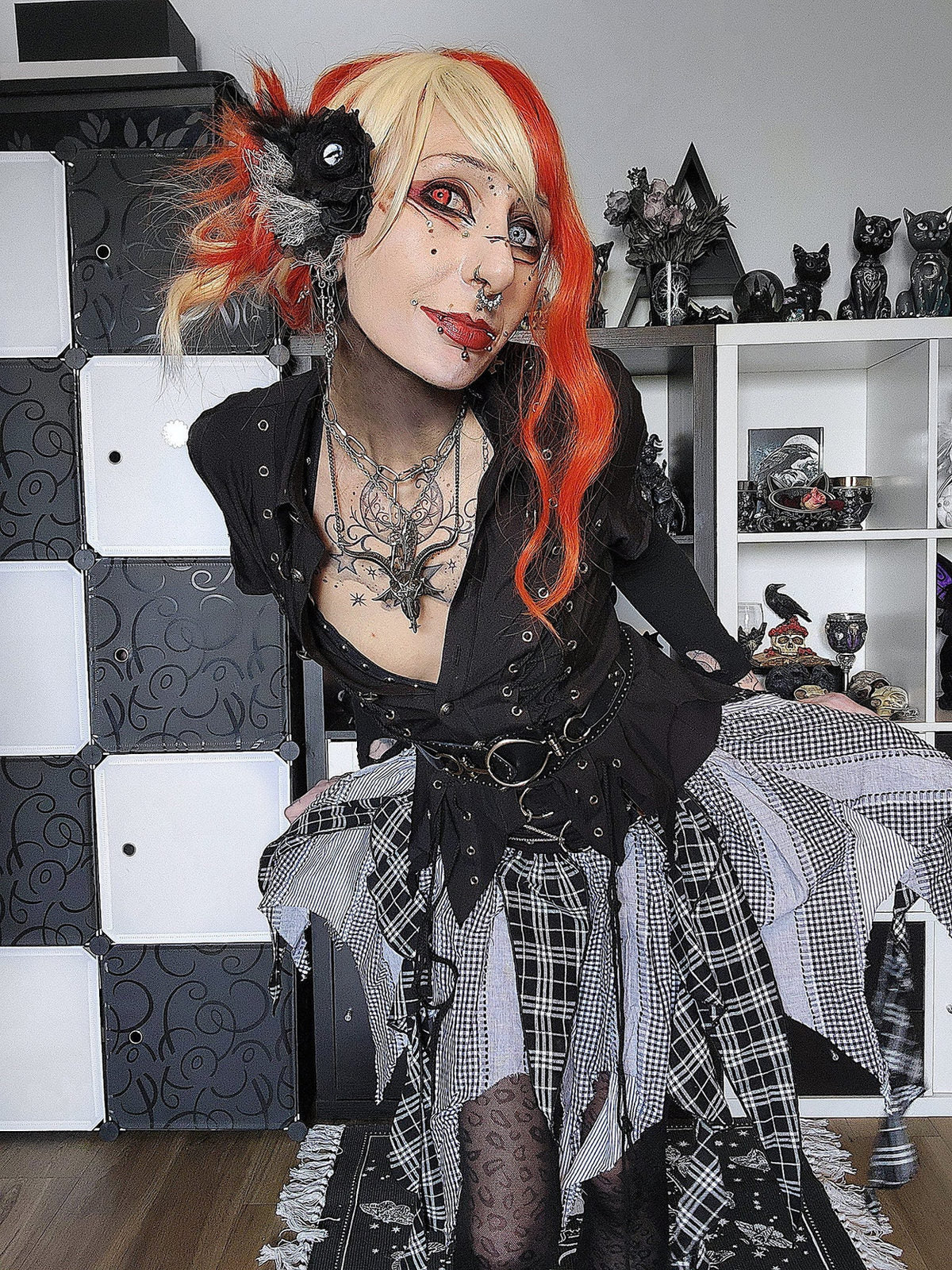Dark in Love Punk Skirt Morrigan Patchwork UK 8-18 - QHA UK