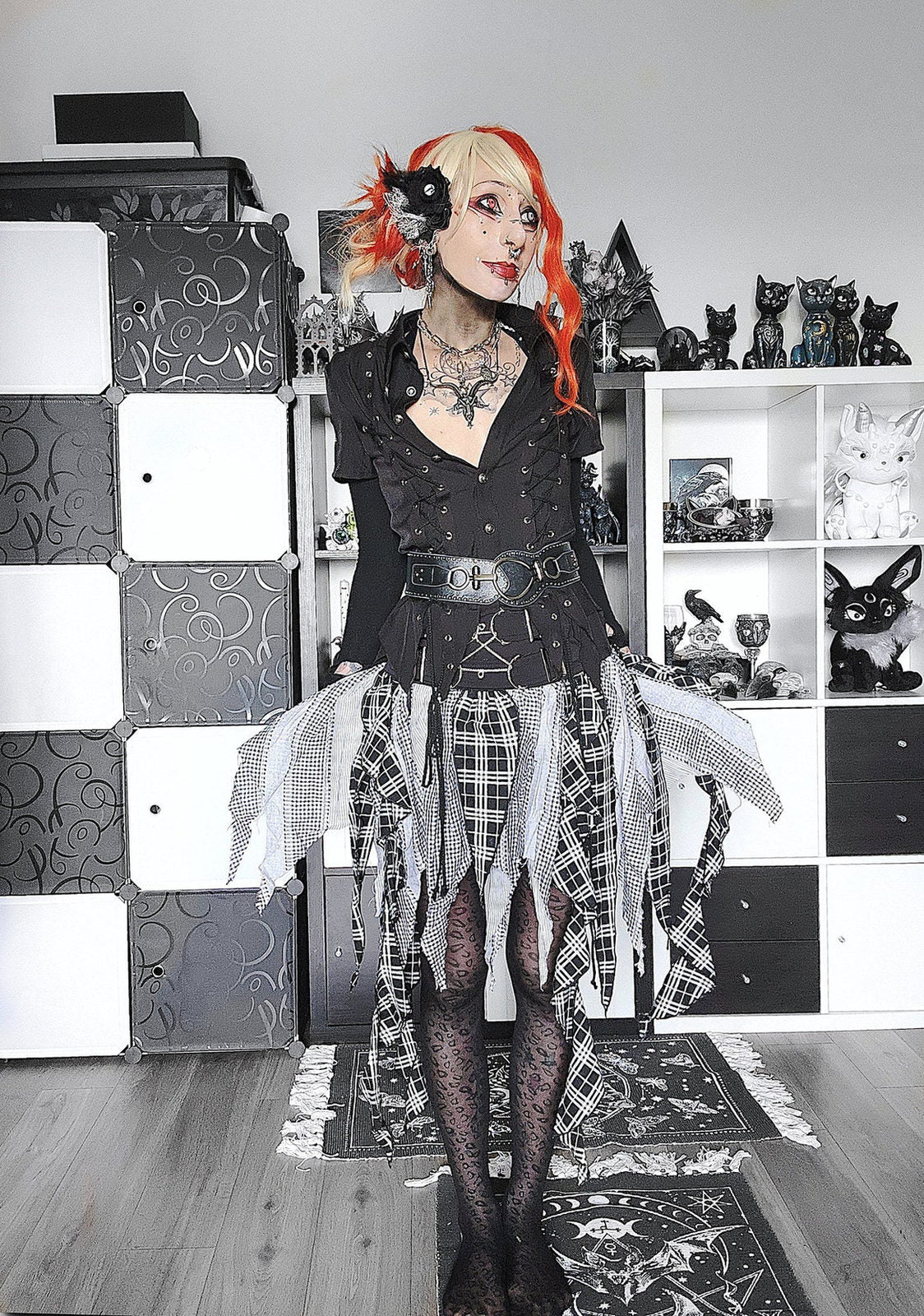 Dark in Love Punk Skirt Morrigan Patchwork UK 8-18 - QHA UK