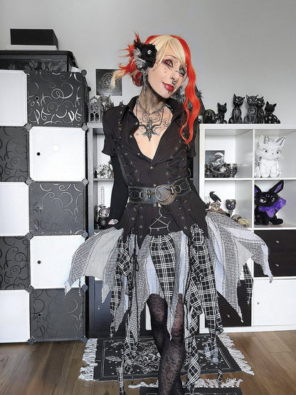 Dark in Love Punk Skirt Morrigan Patchwork UK 8-18 - QHA UK