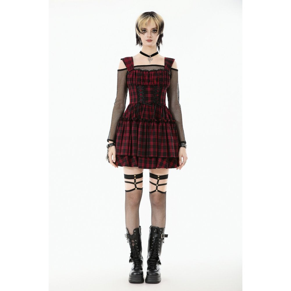 Dark in Love Dress Morrigan Tartan Lace-Up UK 8-22 - QHA UK