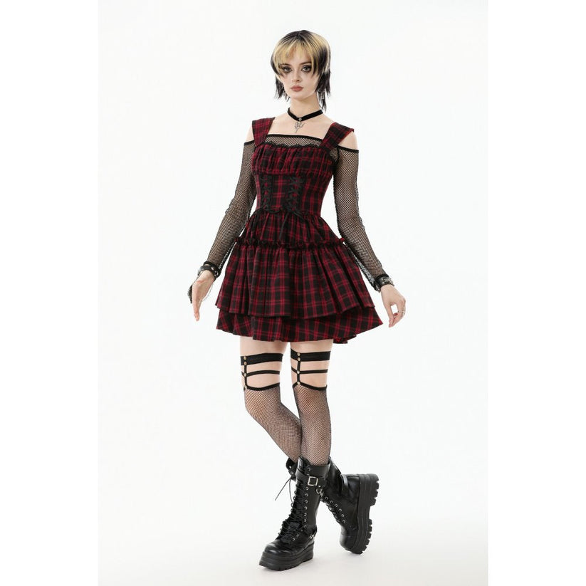 Dark in Love Dress Morrigan Tartan Lace-Up UK 8-22 - QHA UK
