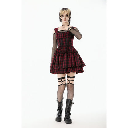 Dark in Love Dress Morrigan Tartan Lace-Up UK 8-22 - QHA UK