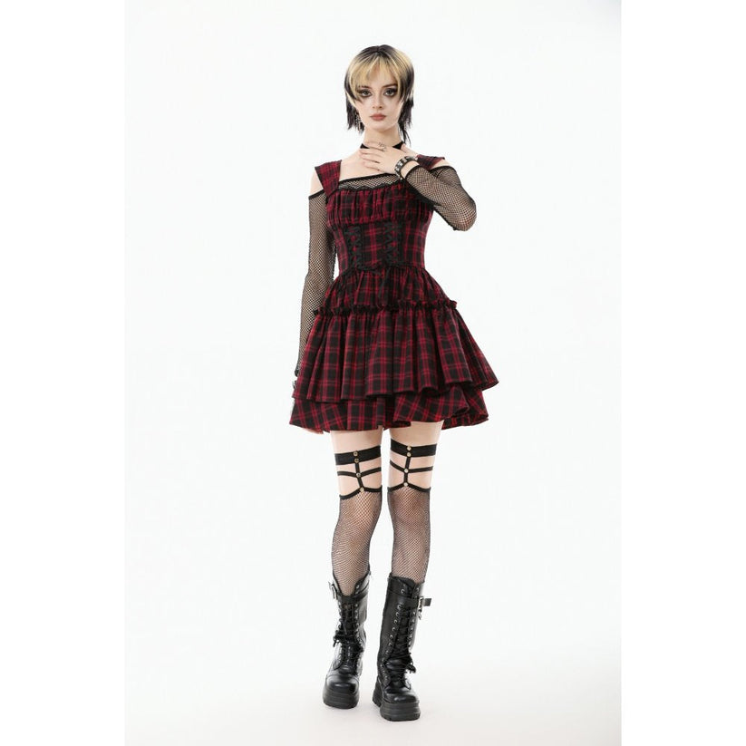 Dark in Love Dress Morrigan Tartan Lace-Up UK 8-22 - QHA UK