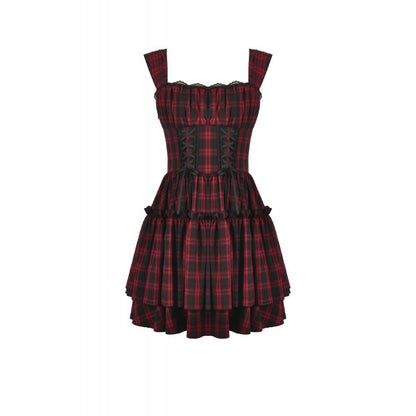 Dark in Love Dress Morrigan Tartan Lace-Up UK 8-22 - QHA UK