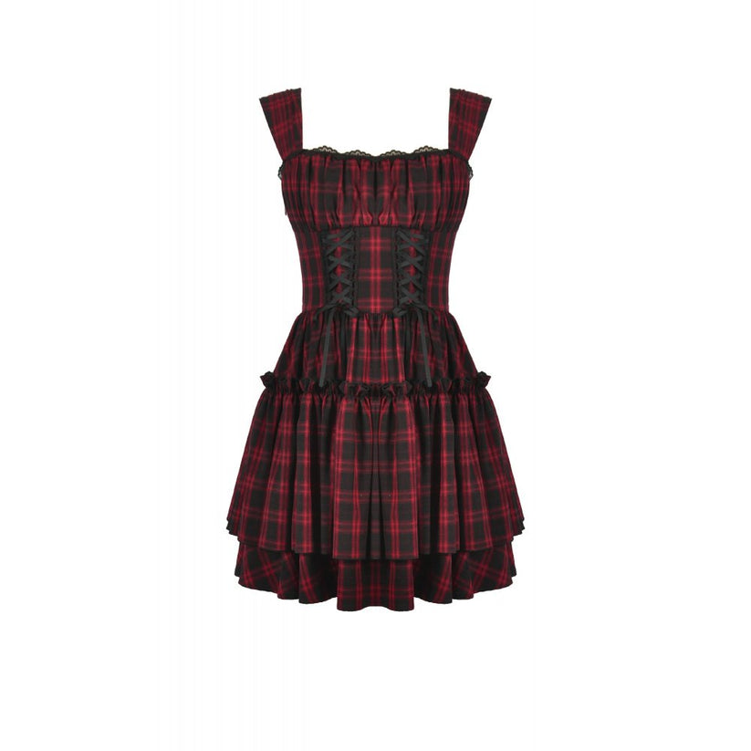 Dark in Love Dress Morrigan Tartan Lace-Up UK 8-22 - QHA UK