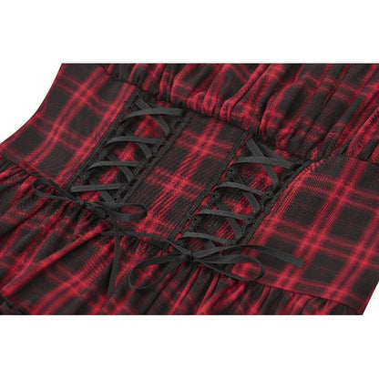 Dark in Love Dress Morrigan Tartan Lace-Up UK 8-22 - QHA UK