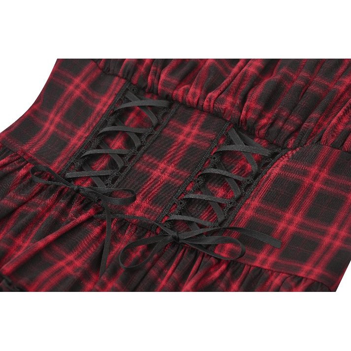 Dark in Love Dress Morrigan Tartan Lace-Up UK 8-22 - QHA UK
