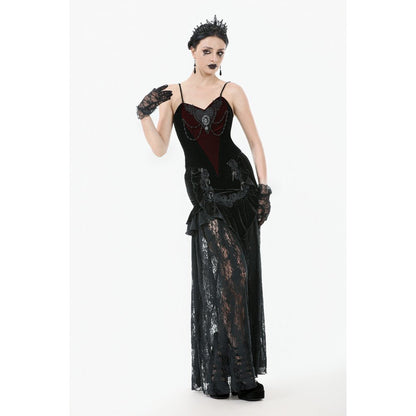 Dark in Love Women's Bodysuit Morrigan Velvet and Lace Chain-Detail - QHA UK