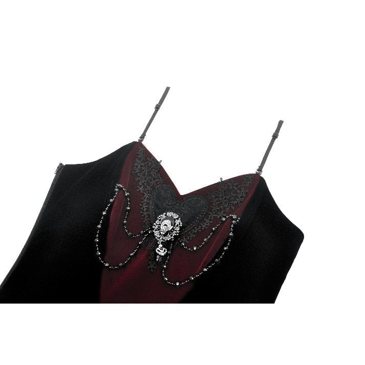 Dark in Love Women's Bodysuit Morrigan Velvet and Lace Chain-Detail - QHA UK