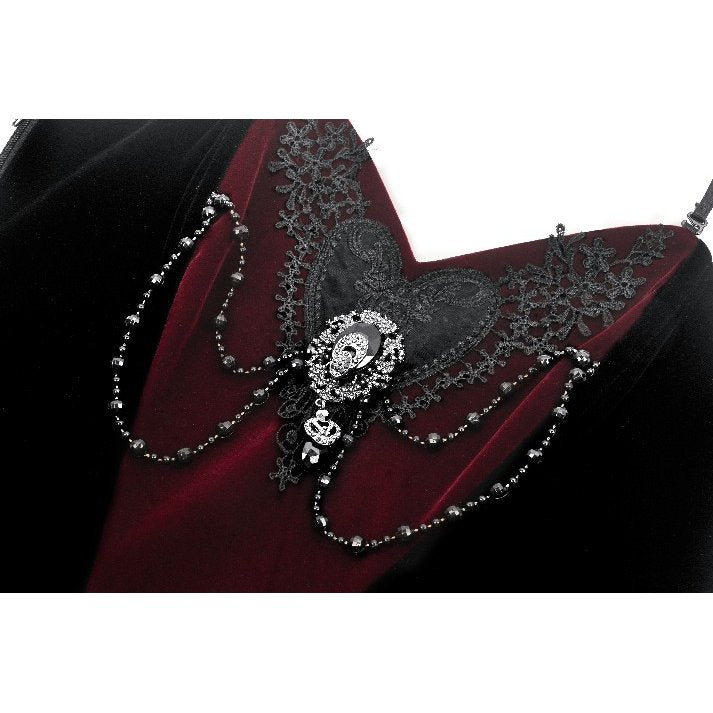Dark in Love Women's Bodysuit Morrigan Velvet and Lace Chain-Detail - QHA UK