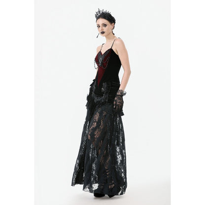 Dark in Love Women's Bodysuit Morrigan Velvet and Lace Chain-Detail - QHA UK