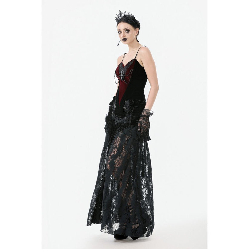 Dark in Love Women's Bodysuit Morrigan Velvet and Lace Chain-Detail - QHA UK