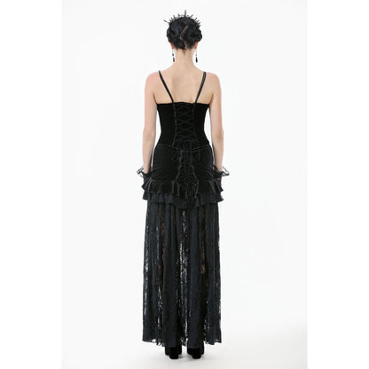 Dark in Love Women's Bodysuit Morrigan Velvet and Lace Chain-Detail - QHA UK