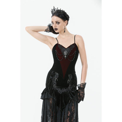 Dark in Love Women's Bodysuit Morrigan Velvet and Lace Chain-Detail - QHA UK