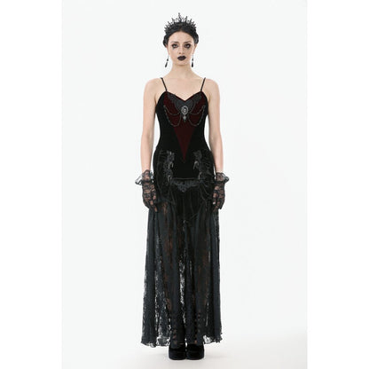 Dark in Love Women's Bodysuit Morrigan Velvet and Lace Chain-Detail - QHA UK