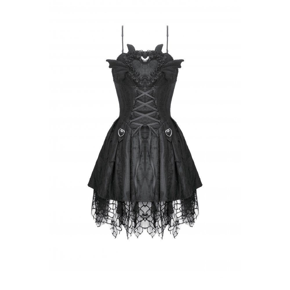 Dark in Love Gothic Dress Mortalis Lace-Up Black UK 8-18 - QHA UK