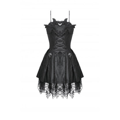 Dark in Love Gothic Dress Mortalis Lace-Up Black UK 8-18 - QHA UK