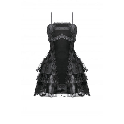 Dark in Love Gothic Mini Dress Morwenna Bat Mesh Layered UK 8-18 - QHA UK